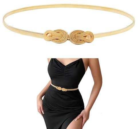 E-Clover Womens Fashion Metal Stretch Waist Skinny Belt Waistband (Style1)