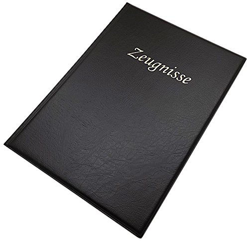 Zeugnismappe DIN A 4 mit 12 Fächer/Folienöffnung oben/MJ-Design-Germany Made in EU in verschiedenen Farben (Schwarz)