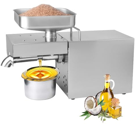 Kitchen Oil Press Machine Electric Automatic Oil Press Machine for Avocado Coconut Flax Peanut Castor Perilla Seed Canola Sesame Commercial Grade1500W