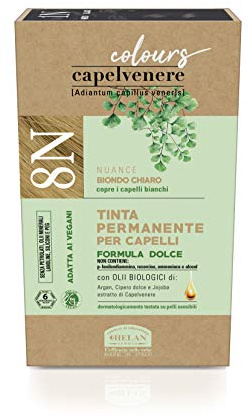 Helan, Capelvenere Colours, 8N, rubio claro, tinte permanente, sin amoniaco
