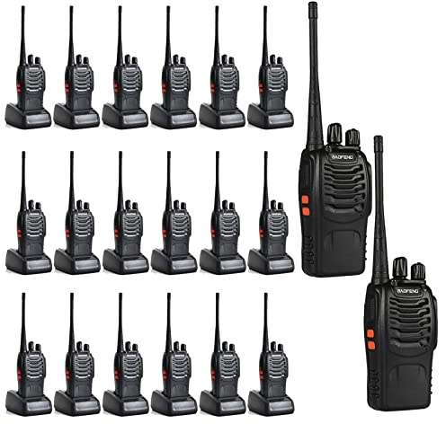 BAOFENG BF-888S Walkie Talkie 20 Pack Walkie Talkies for Team Business School Long Range Rechargeable Handheld Radio (with Headset, 20 PCS)