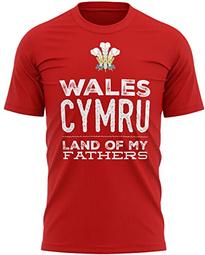 Wales Cymru Land of My Fathers - Camiseta para hombre, regalo de rugby de Gales, regalo galés, camiseta de rugby galés, regalo de Gales para él, rosso, L