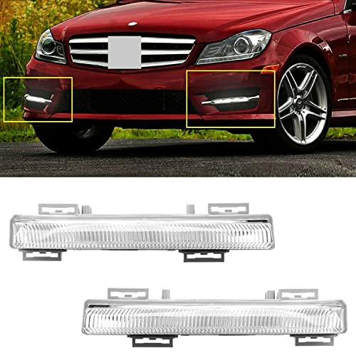 Left Right LED Daytime Running Lights DRL Fog Lamp Compatible with Mercedes C E SLK Class W204 S204 C180 C200 C220 C250 C300 C320 2007-2014 (Pair)