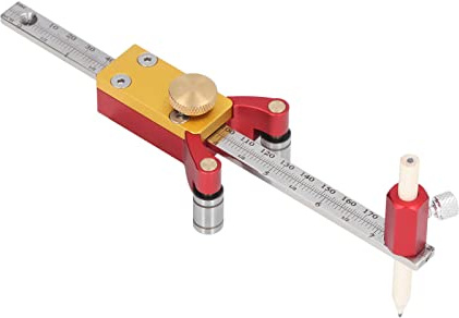 Scriber parallelo per la lavorazione del legno, calibro di marcatura della ruota da 200 mm Calibro di disegno parallelo fai-da-te Strumento di misurazione dell'altezza del disegno ad arco lineare