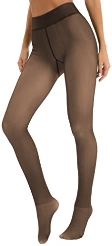 Famulily Womens Winter Warm Fleece Lined Tights Plus Size Thick Comfy Velvet Leggings Thermal Pantyhose Pants Coffee 300g