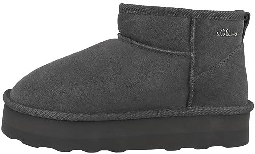 s.Oliver Damen Boots aus Leder Gefüttert, Grau (Graphite), 40 EU