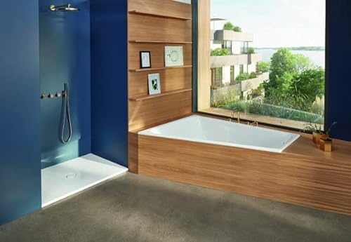 Bañera de esquina BetteSpace L, 170x130cm, 1142, 1 respaldo inclinado, blanco, montaje a la derecha, 1142-000Plus, Color: blanco brillante