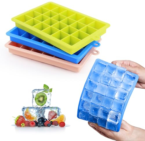VFANDV Stampo Ghiaccio Silicone, 3 Pezzi Ghiaccio Stampo Silicone 24 Cubetti Ghiaccio Silicone Impilabili Cubetti Ghiaccio Vaschetta del Ghiaccio per Frutta Vino Gelati