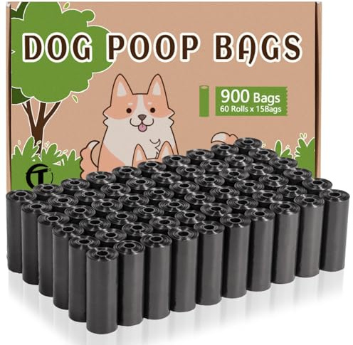 AiTodos® 900 Stück Hundekotbeutel, Schwarz, Geeignet zum Verlassen des Hauses, Kotbeutel für Hunde - 30 * 21,5 cm, Polyethylen-Material, Tragbar - Hunde Kotbeutel (60 Rollen, 15 pro Rolle)