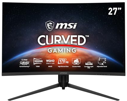 MSI G271CQP E2 Écran PC Gaming Incurvé 27 WQHD - Dalle VA 1000R, 2560x1440, 170Hz / 1ms, 16:9, Adaptive Sync - HDMI 2.0b, DisplayPort 1.4