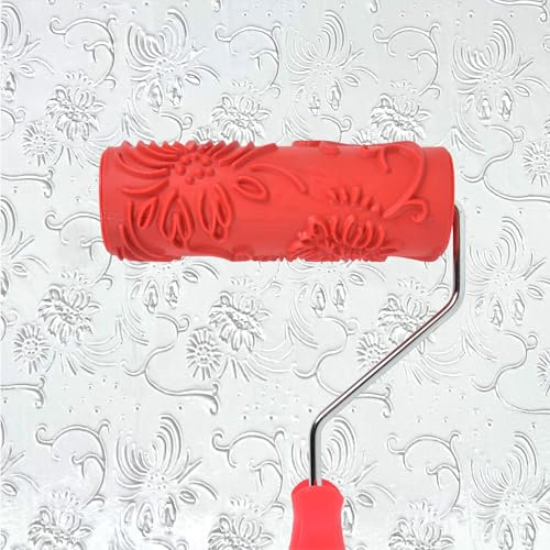 Hanroy 8'' Patterned Paint Roller for Wall Decoration Classic Texture Rubber Roller Decorative Household DIY Paint Art Tool for Wall Decoration (2017T)