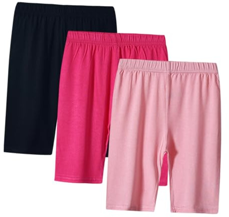 AOOPOO 3er Pack Mädchen Leggings Kurze Hose Sommer Dünn Radlerhosen Shorts für 2-8 Jahre Baby Kinder Mädchen Sommerhose Weiche und Atmungsaktiv Baumwolle Kurze Leggings unter Kleid