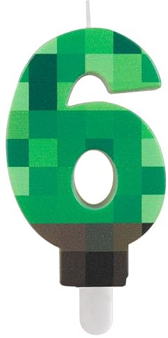 Yiran candele di Compleanno Numero 6,Pixel Verde Candela di Compleanno Candele,Candele di Compleanno per Torta,Decorazione Gamer Compleanno per Ragazzi e Ragazze