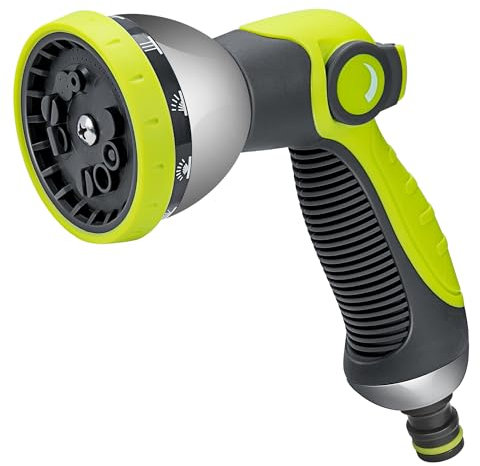 Milifox Gartenbrause Metall,Multi handbrause Garten,10 Einstellbare Patterns Gartenschlauch Düse für Pflanzen und Rasen Bewässerung,Auto und Fahrrad Waschen und Haustiere Baden