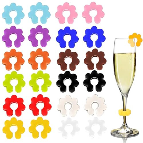Marque Verre à vin, Marqueurs de Verre à Vin en Silicone Marque, Identifiants pour Verres de Réception, Accessoires pour le Vin, Idéaux pour la vie Quotidienne et les Fêtes marque verre marque verre
