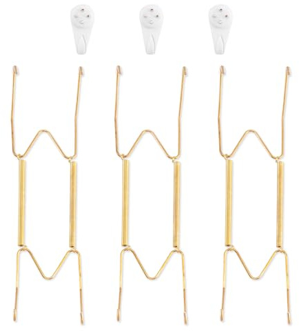 Bilillo 3 Pack Wall Plate Hangers, Suitable for 9-11 inch Art, Stainless Steel Invisible Heavy Duty Wire Plate Holder with Wall Hooks