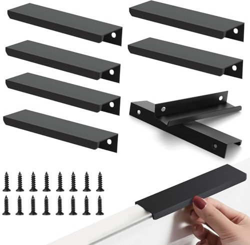 RFYTDCF 8 maniglie per mobili nascoste, maniglie invisibili, maniglie piatte da cucina, 15 cm, con viti, maniglia per armadi da cucina, cassetti