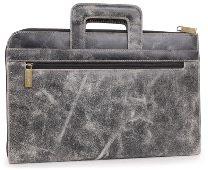 Bucklestone - Herren A4 Leder Notizbuchtasche - Schreibmappe - Konferenzmappe mit Einziehbaren Griffen – Westminster - Schwarz - Geschenkbox