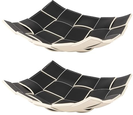 Foppla Bandeja de piel sintética para joyas, llaves, monedas, teléfono móvil, decoración de habitaciones, aesthetic,Schlüsselablage,Ringhalter,Schmuckteller,Schmucktablett,dekoration aesthetic (negro)