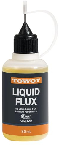 Fundente líquido para soldadura TOWOT, 30 ml Fundente para soldadura sin limpieza para electrónica, sin plomo y anticorrosión, fundente de resina de alta pureza para PCB, cobre y plata