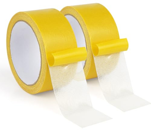 BOMEI PACK 2 rollos de cinta adhesiva de doble cara para fijación de alfombras y aplicaciones versátiles, 50 mm x 10 m