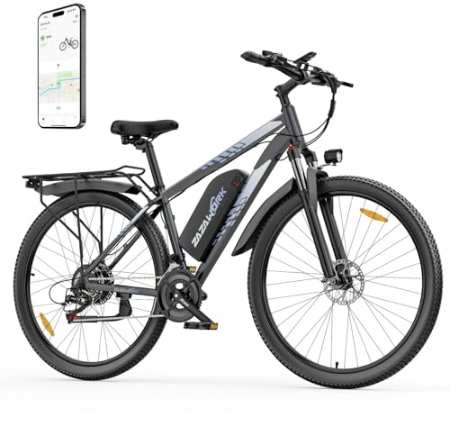 ZAZAWORK Bicicletta Elettrica 250W, 48V20Ah, Autonomia 100-120km,21 velocità, Freno a Disco Idraulico, Sospensione Bloccabile, Illuminazione Intelligente, App Connessa, Bicicletta da Città e Montagna