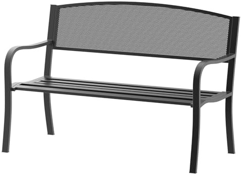 Arreditaly Panchina Da Giardino In Acciaio Panca Da Esterno Elegante 2-3 Posti Con Schienale Traforato E Braccioli Resistente Alle Intemperie Per Terrazzo Patio E Giardino 127 x 60 x 85 Cm Nero