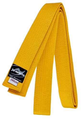 Ju-Sports Budogürtel - gelb, Baumwolle I Kampfsport Gürtel Für Budo-Sportarten, Judo, Karate, Kickboxen & mehr I Ca. 4 cm breiter Martial Arts Gürtel I 240 cm