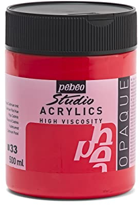 Pébéo - Acrylique Fine Studio Acrylics - Peinture Acrylique Rouge - Rouge Cadmium Imitation - 500 ml
