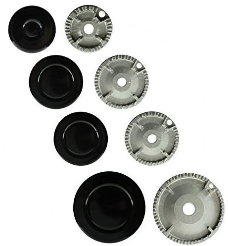 SPARES2GO (Non Universal) Oven Cooker Hob Gas Burner Crown & Flame Cap Kit for Flavel (Small, 2 Medium & Large, 55mm - 100mm)