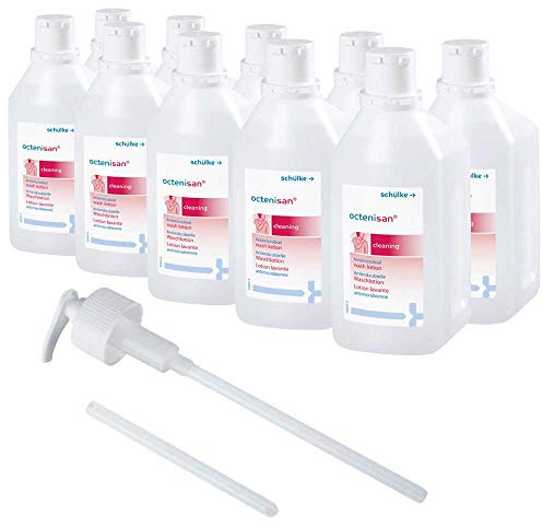 Stuke Octenisan® - 10 x 1000 ml di lozione detergente liquido con allantoina, pompa dosatrice