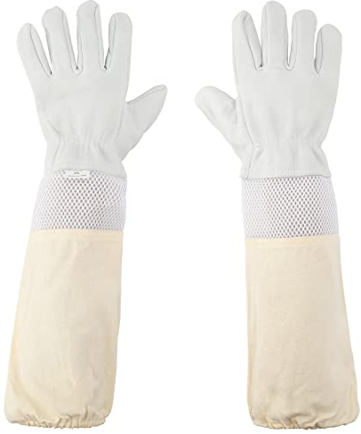 KINGLAKE Weiß Imkerhandschuhe für Damen und Herren, mit belüfteten Ärmeln