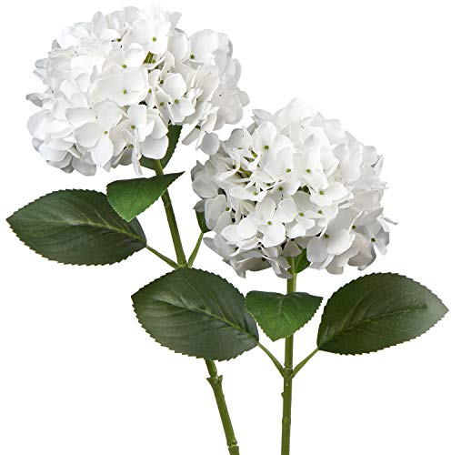 Künstliche Hortensie Blumen Real-Touch Kunstblumen Wie Echt Hydrangea Kunstzweige Blumengesteck für Bürotischen, Hotels, Rezeptionen, Wartezimmer, Esstische, Cafes Dekoration, 2 Stück
