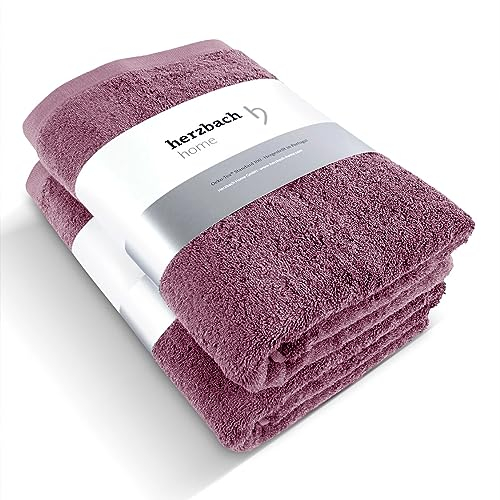 herzbach home Premium Duschtuch 2er-Set 70 x 140 cm (Malve) – Große, weiche & saugstarke Dusch-Handtücher in Bester Qualität – 100% natürliche Baumwolle