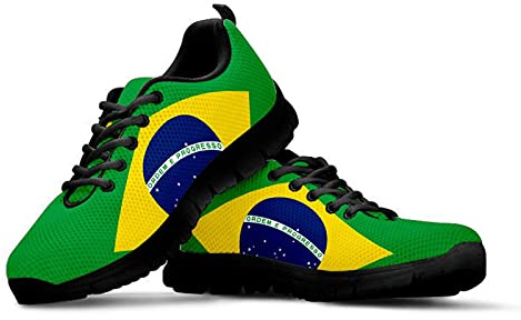Howilath Bandiera Brasile Scarpe Ginnastica da Donna Scarpe Corsa Passeggio Tennis Atletica Verde Donna Scarpe Sportive Slip-On EU 35