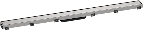 hansgrohe Fertigset Duschrinne RainDrain Match, Abflussrinne 1000mm, Bodenablauf Dusche mit höhenverstellbarem Rahmen, Edelstahl gebürstet