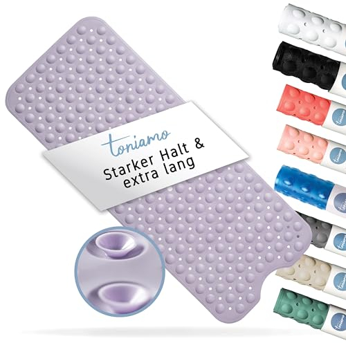 Toniamo Tappetino per vasca da bagno, 100 x 40 cm, antiscivolo, extra lungo, di alta qualità, antibatterico e lavabile in lavatrice, tappetino da bagno, antiscivolo, vasca da bagno (lavanda)