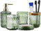 mumisuto Set Bagno Accessori Completo 5 pezzi in vetro diamantato, Set di Accessori per il bagno, Kit con Dispenser Sapone, Porta Spazzolino, Bicchiere e Vassoio Vanità, Accessori Moderni per Bagno