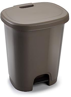 CABLEPELADO Cubo basura plastico, Cubo basura apertura pedal, Papelera de pedal, Libre de BPA, 45 cm alto x 38 cm ancho x 32 cm fondo, Capacidad 27 Litros, Wengue