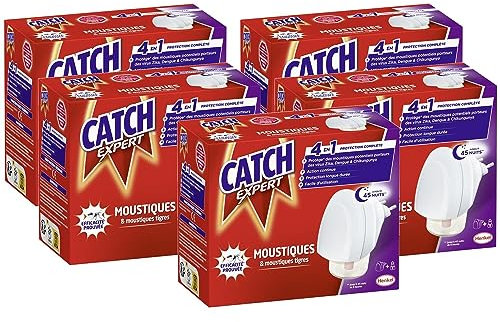 CATCH EXPERT Lot de 5 Diffuseurs électriques Moustiques Répulsif 45 nuits