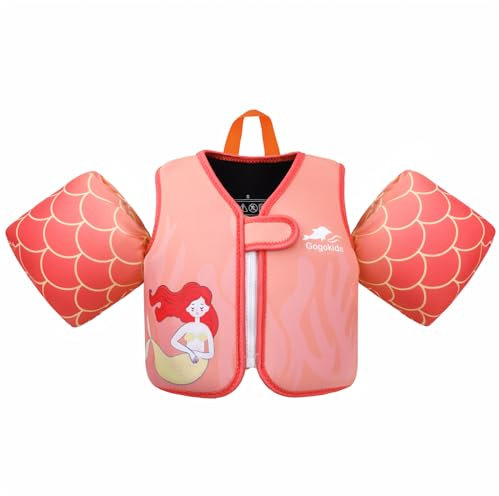 Gogokids Kinder Schwimmweste mit Schwimmärmeln, Kleinkinder Schwimmjacke mit Armbändern Jung Mädchen Schwimmhilfe Auftrieb für 2-3 Jahre/15-19 KG für Pool, Schwimmunterricht, Schwim und Wasserpark