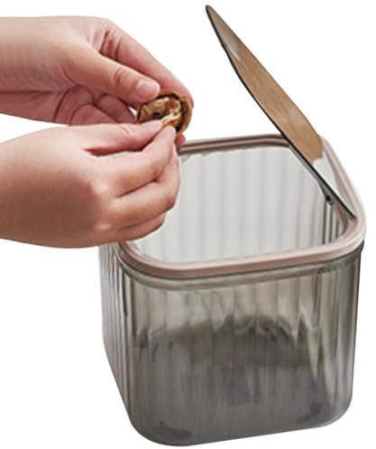 Zunetsutock Desk Trash Can - Mini Garbage Bin, Push Lid Container | Space-Saving Waste Storage Box, Efficient Desktop Companion: Clear Organizer Basket, Compact Bin with Study Room Use