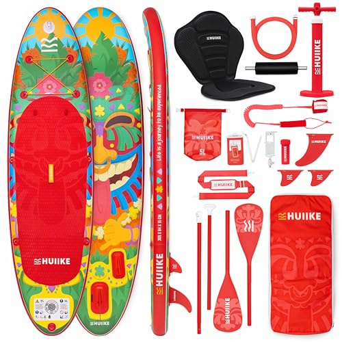 HUIIKE Tabla Paddle Surf Hinchable con Accesorios Incluidos, Remo, Quillas, Inflador. Stand Up Paddle Board Gran Estabilidad y Resistencia. 305 x 84 x 15 cm, Soporta hasta 130 kg