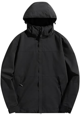TOFOTL Gummi Regenmantel|Regenmäntel Regensachen Otorrad Leicht Wachsmantel Segeljacke Herren Wasserdicht Regenjacken Übergröße Techwear Windjacke Fahrradponcho Fahrradjacke Herren Schwarz 4XL