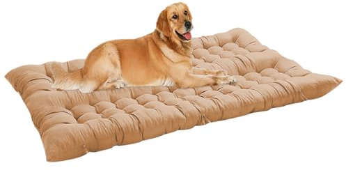 ping bu Cama extra grande para perros, colchón calmante para mascotas, lavable, antiansiedad, colchón grande para perros medianos y grandes (beige, 100 x 50 cm)