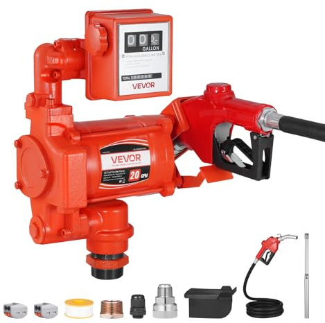 VEVOR Fuel Transfer Pump 110V, 20 GPM 76 L/min, AC Electric Oil Transfer Pump, with Meter, Auto Shut-Off Fuel Nozzle & Discharge Hose, High Flow for Gasoline, Diesel, Kerosene, Biodiesel, Ethanol