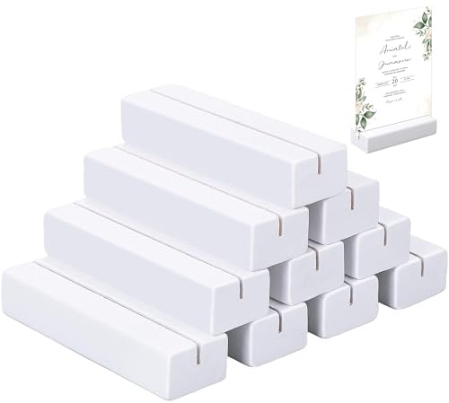Elcoho 18 Stück Weiß Kartenhalter Holz,Menükartenhalter, Tischkartenhalter,Fotohalter Holz für Hochzeiten,Restaurants,Bankette und Partys Menükartenhalter(10 x 3 x 2 cm)