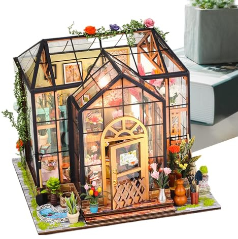 Miniatyrdockhusssats | 3D Mini-växthus Byggsats - Dekoration för hyllor för tonårsrum för sovrum | Julskärm Halloween Rum