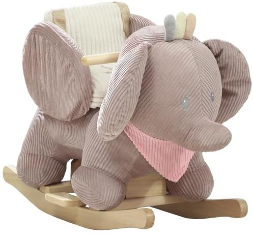 AIYAPLAY Schaukeltier Holzrahmen für Kinder 1,5-3 Jahre max. 25 kg Braun