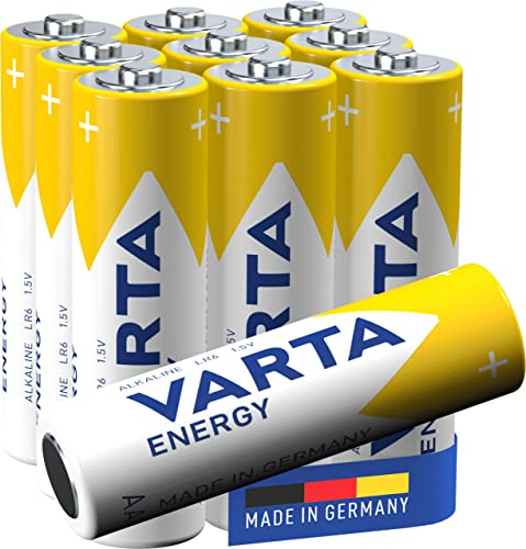 VARTA Batterien AA, 10 Stück, Energy, Alkaline, 1,5V, Verpackung zu 80% recycelt, für einfachen Grundbedarf, Made in Germany